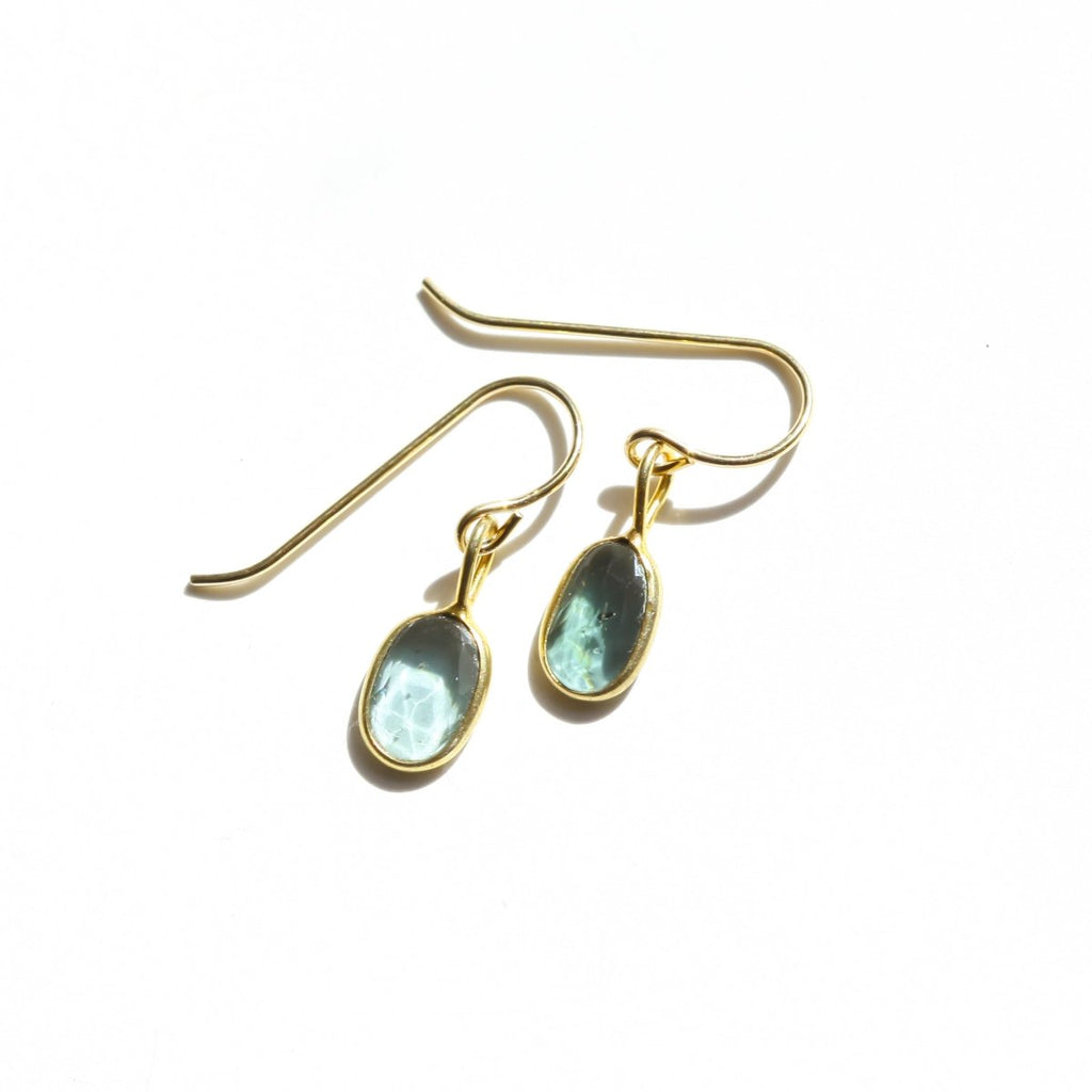 Blue Tourmaline Rose Cut Earrings - Willow & Luna