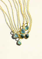 Blue Tourmaline Rose Cut Necklace - Willow & Luna