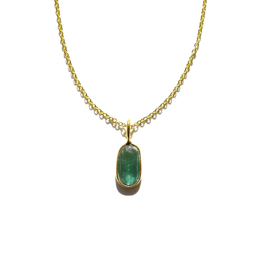 Blue Tourmaline Rose Cut Necklace - Willow & Luna