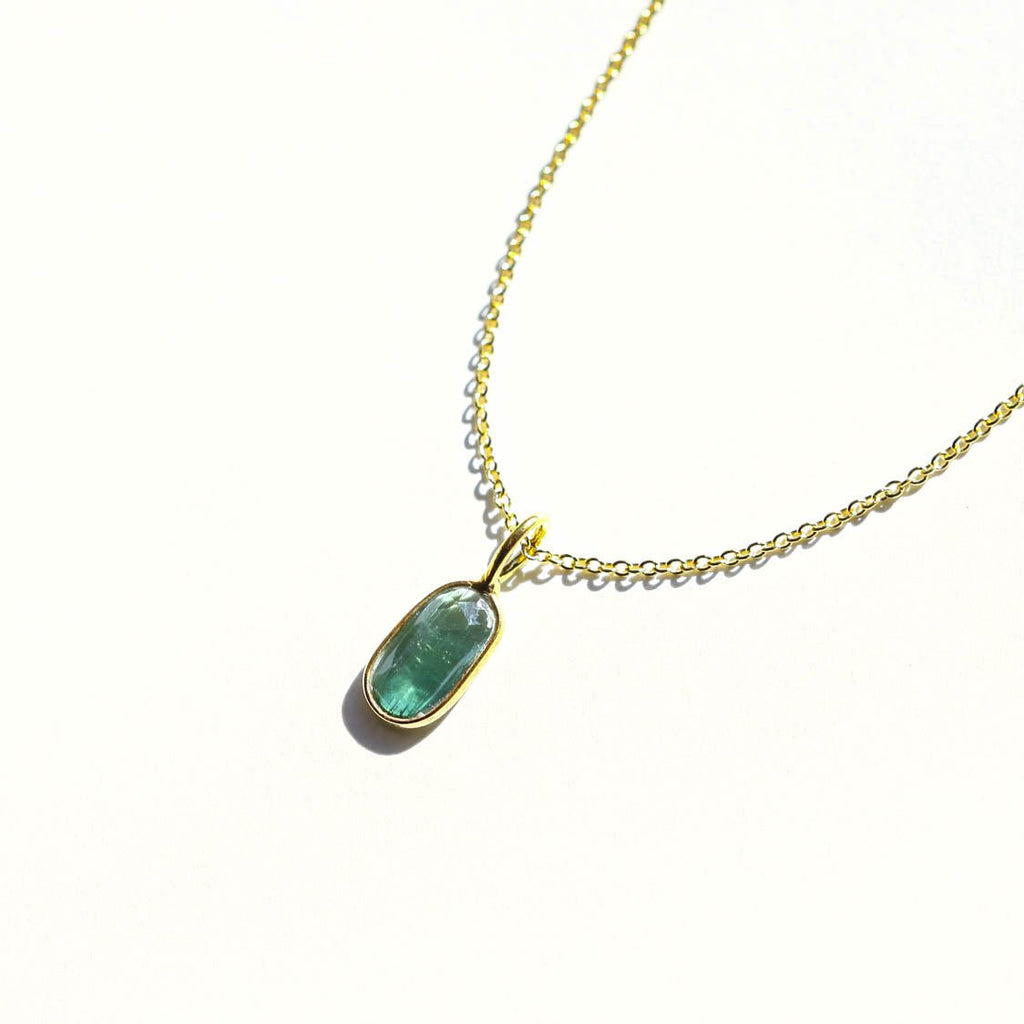 Blue Tourmaline Rose Cut Necklace - Willow & Luna