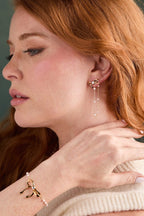 Bow Pearl Coquette Front to Back Chain Earrings - Willow & Luna