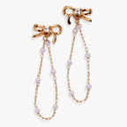 Bow Pearl Coquette Front to Back Chain Earrings - Willow & Luna