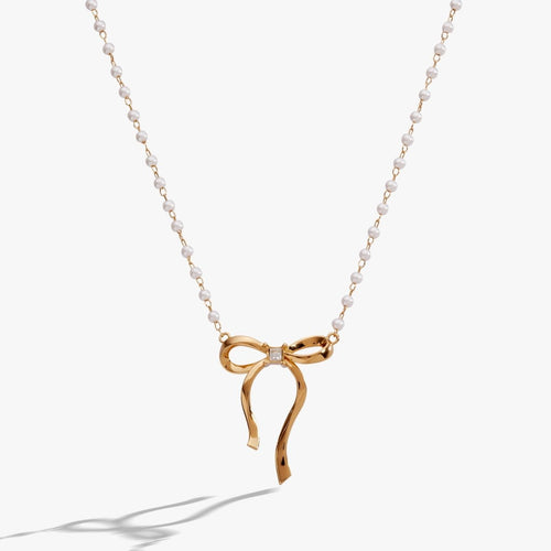 Bow Pearl Coquette Necklace - Willow & Luna