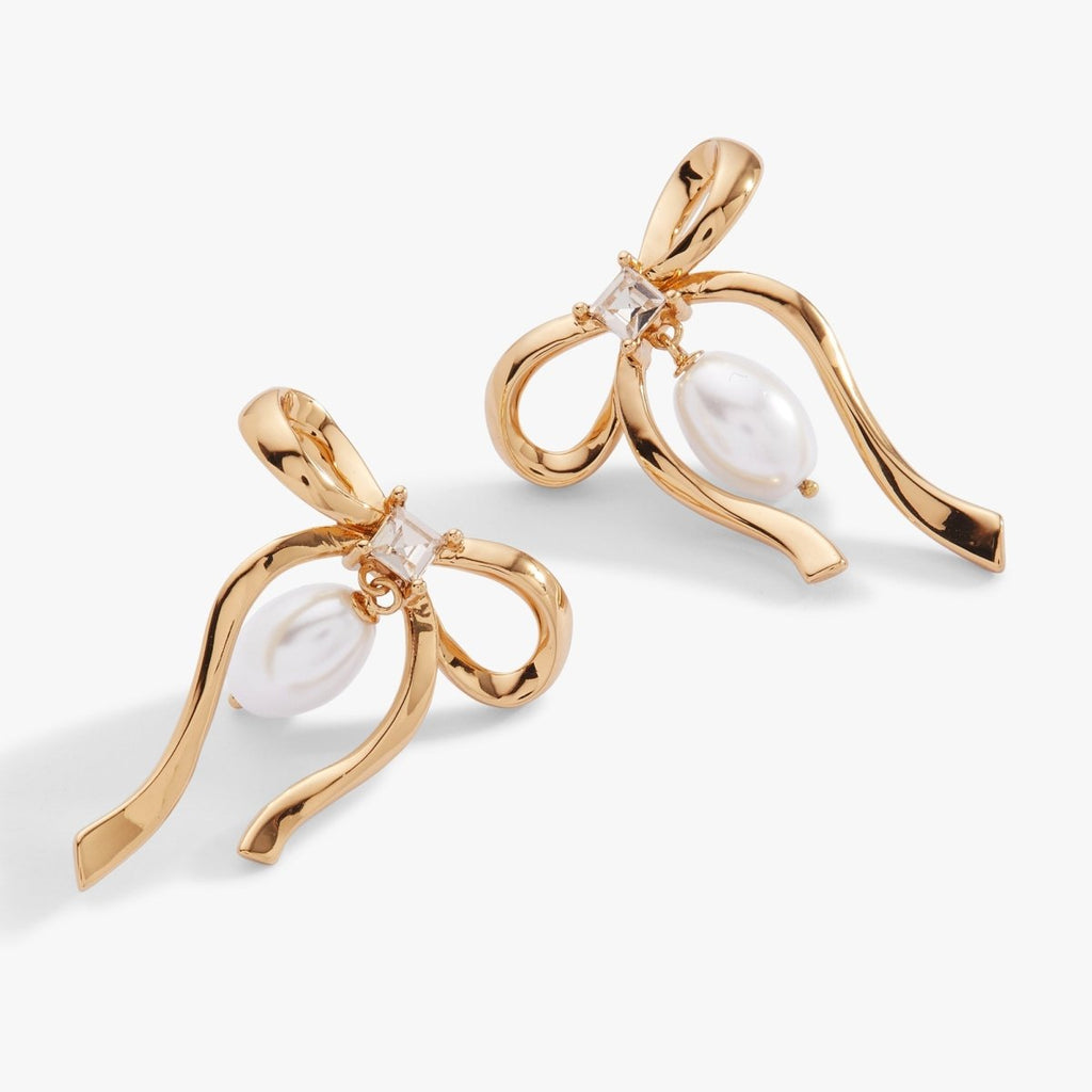 Bow Pearl Coquette Statement Drop Earring - Willow & Luna