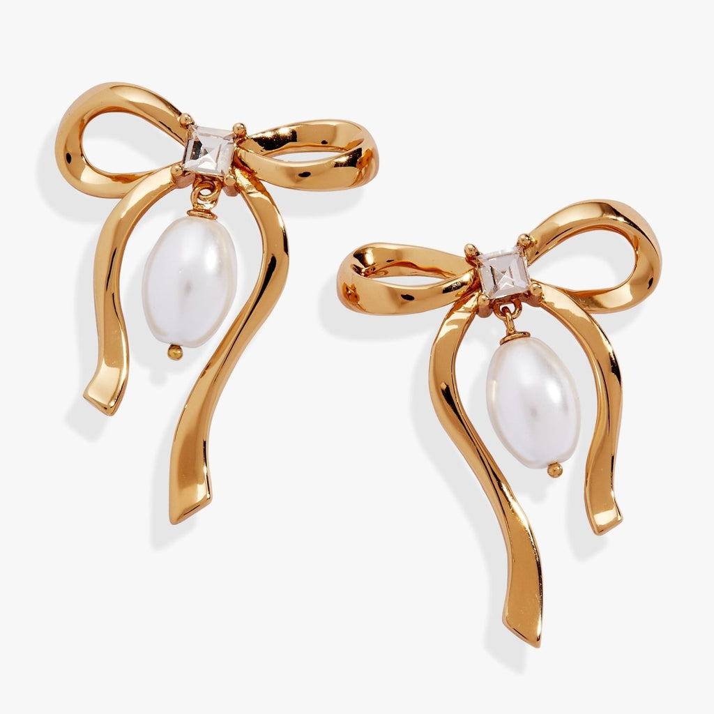 Bow Pearl Coquette Statement Drop Earring - Willow & Luna