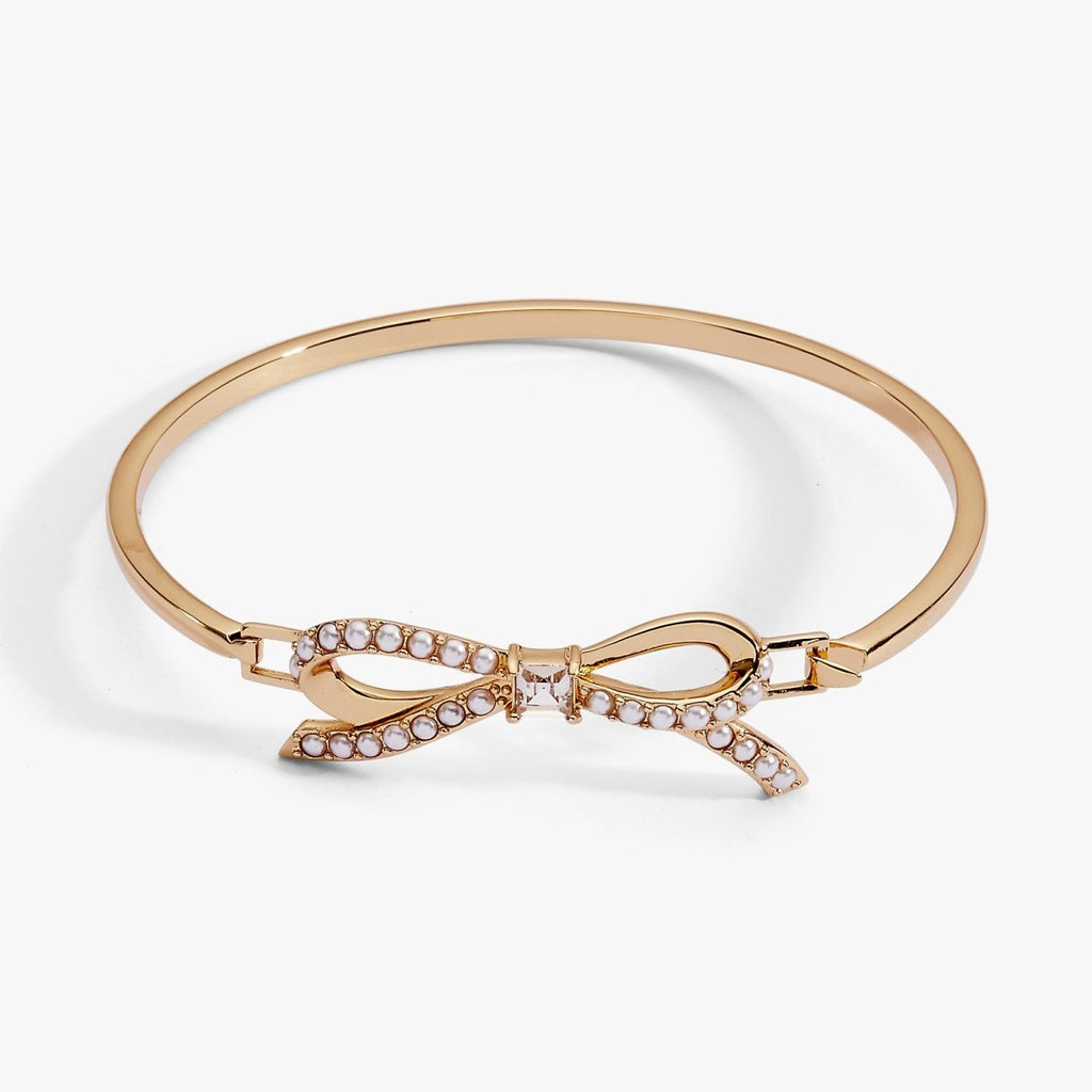 Bow Pearl Coquette Tension Bangle - Willow & Luna