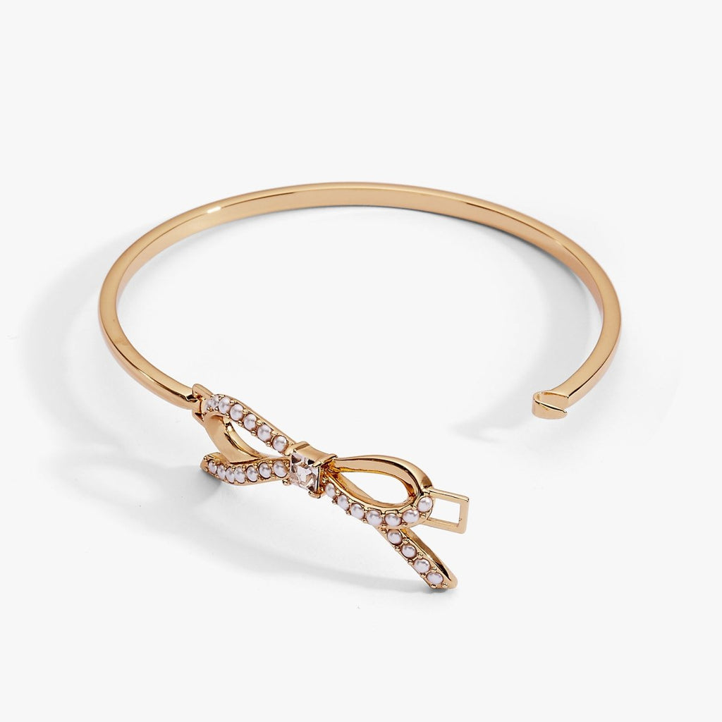 Bow Pearl Coquette Tension Bangle - Willow & Luna
