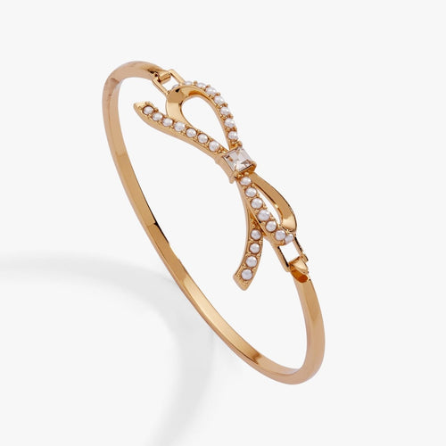 Bow Pearl Coquette Tension Bangle - Willow & Luna