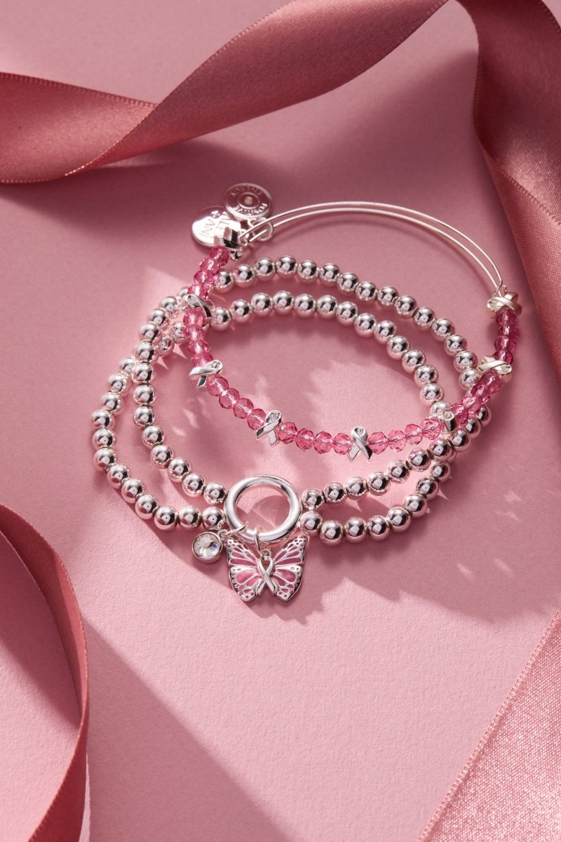 Breast Cancer Awareness Butterfly Stretch Bracelet - Willow & Luna