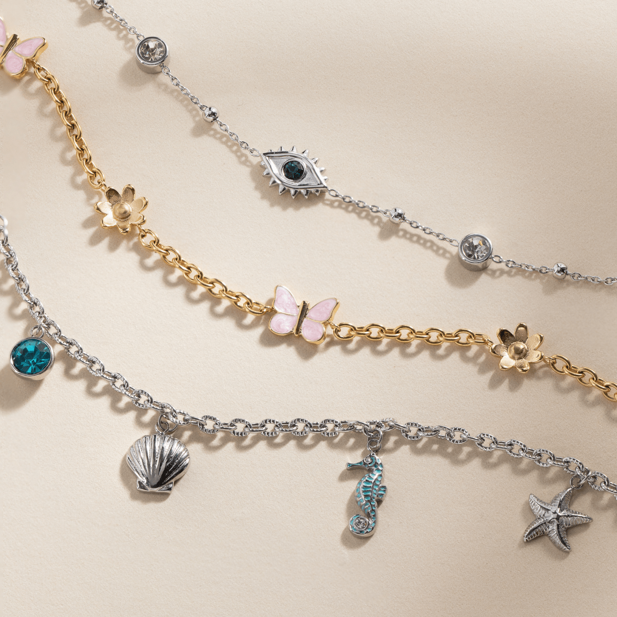 Butterfly and Flower Anklet - Willow & Luna