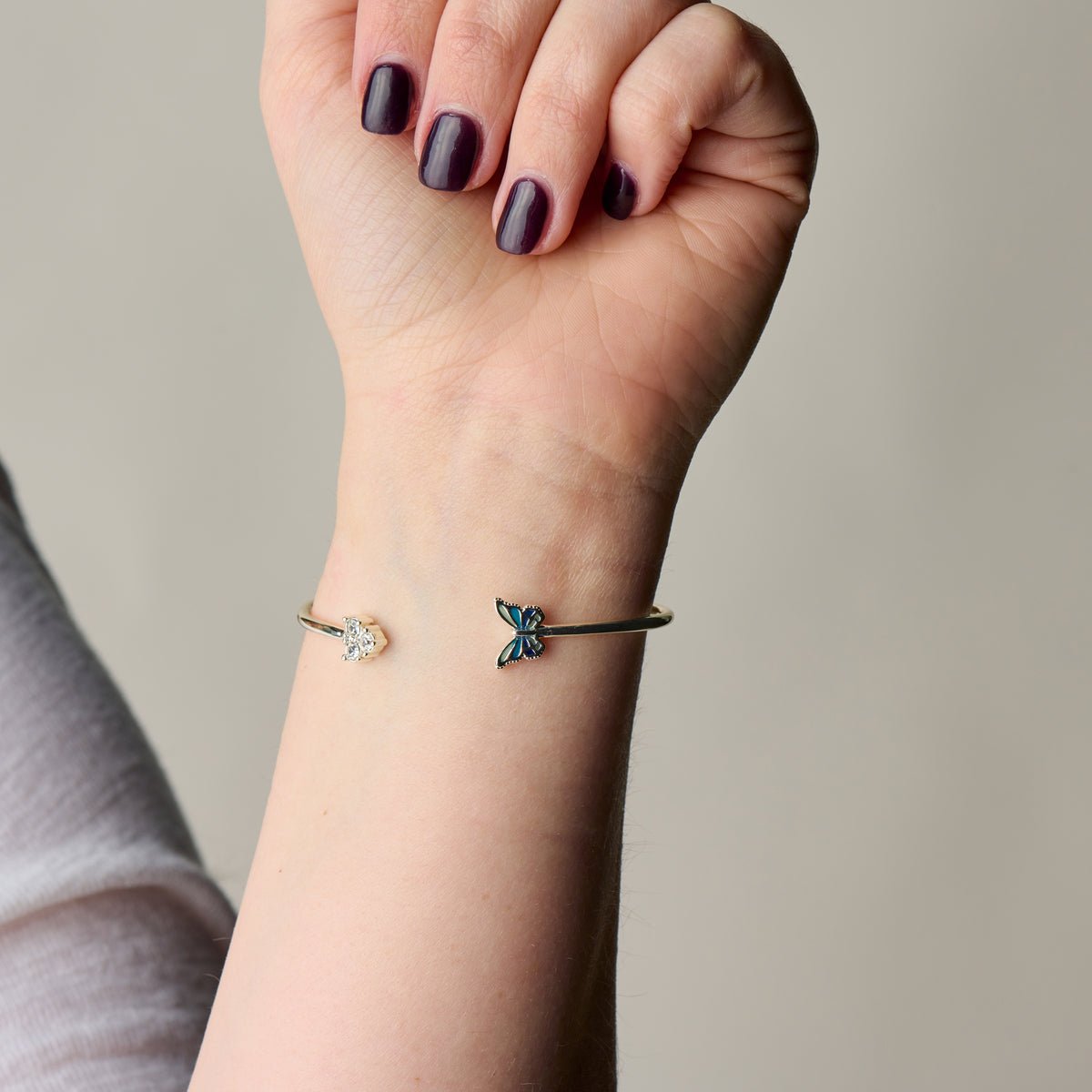 Butterfly + Crystal Flex Cuff Bracelet - Willow & Luna