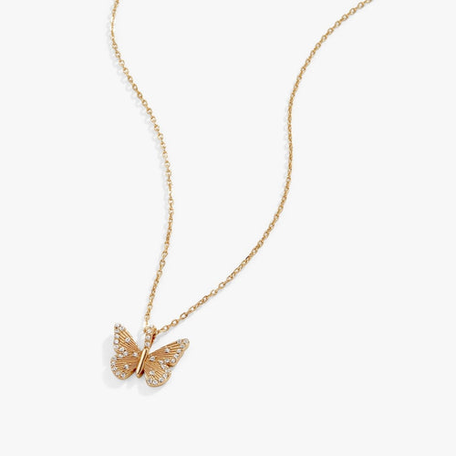 Butterfly + Crystal Necklace, Adjustable - Willow & Luna