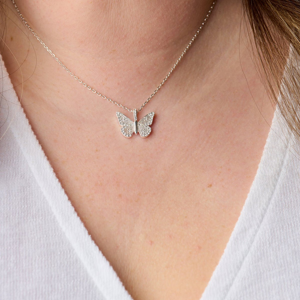 Butterfly + Crystal Necklace, Adjustable - Willow & Luna
