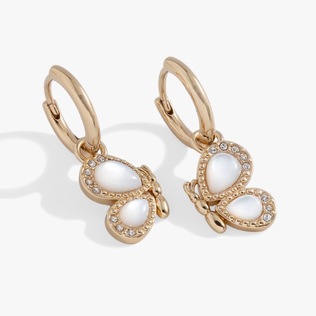 Butterfly Mother of Pearl Huggie Hoop Earrings - Willow & Luna