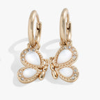 Butterfly Mother of Pearl Huggie Hoop Earrings - Willow & Luna