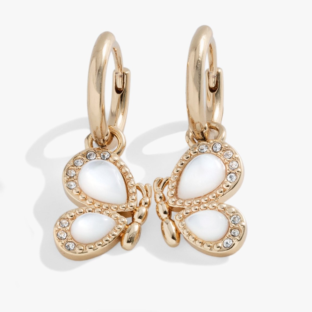 Butterfly Mother of Pearl Huggie Hoop Earrings - Willow & Luna