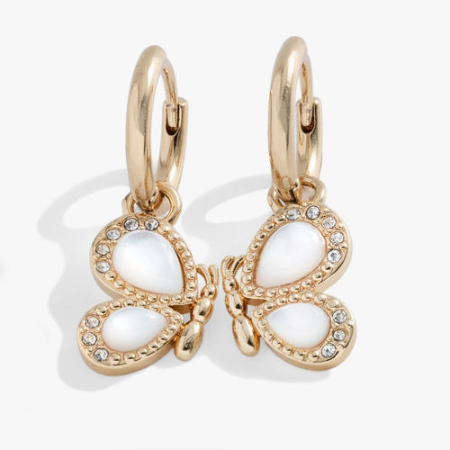 Butterfly Mother of Pearl Huggie Hoop Earrings - Willow & Luna