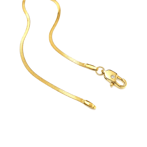 C002G B.Tiff 2mm Herringbone Gold Plated Chain Necklace - Willow & Luna