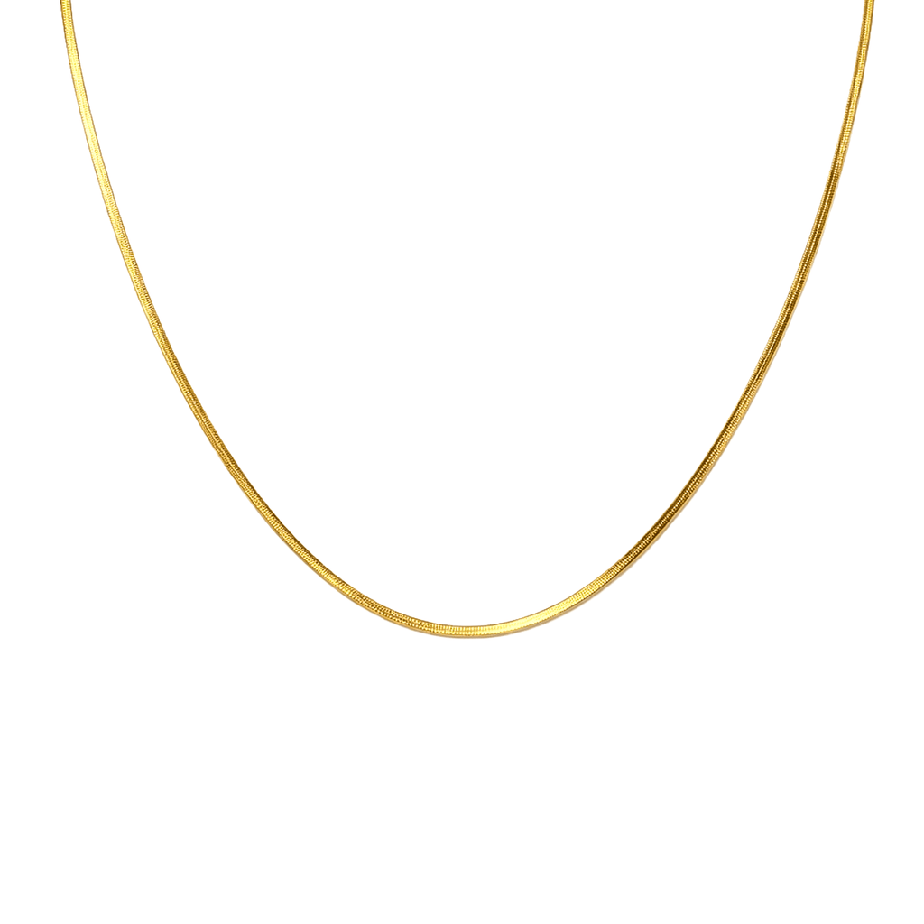 C002G B.Tiff 2mm Herringbone Gold Plated Chain Necklace - Willow & Luna