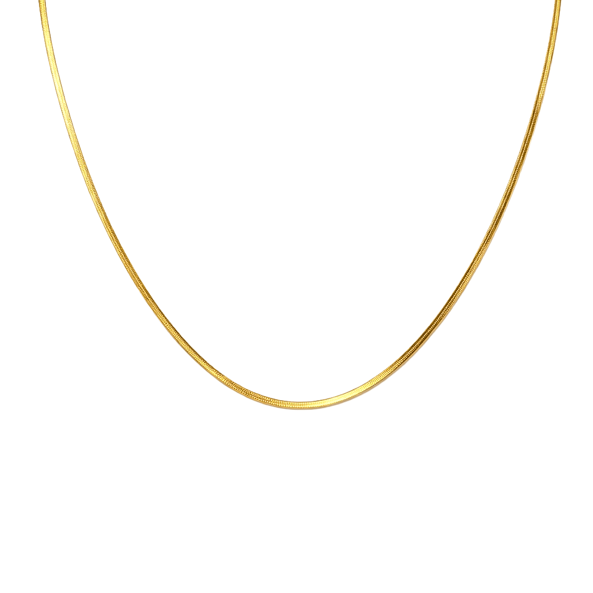 C002G B.Tiff 2mm Herringbone Gold Plated Chain Necklace - Willow & Luna
