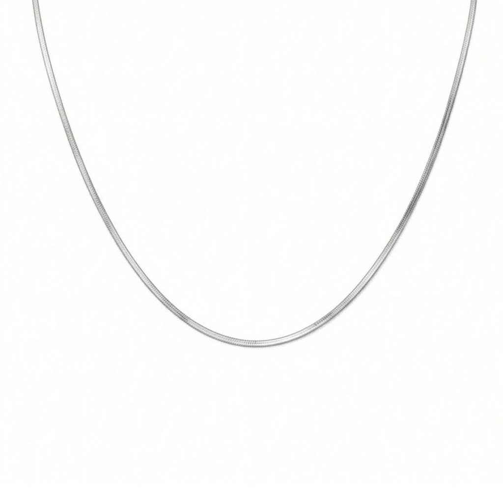C002W B.Tiff 2mm Herringbone Chain Necklace - Willow & Luna