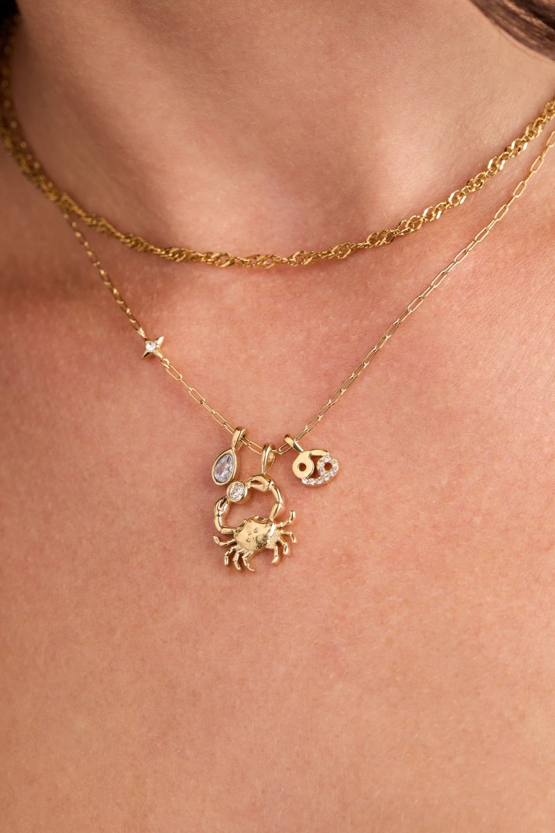 Cancer Zodiac Charm Cluster Necklace - Willow & Luna