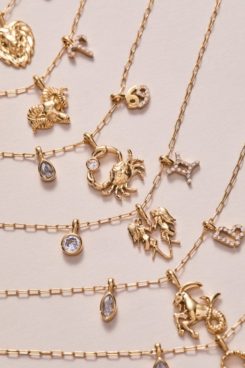 Cancer Zodiac Charm Cluster Necklace - Willow & Luna