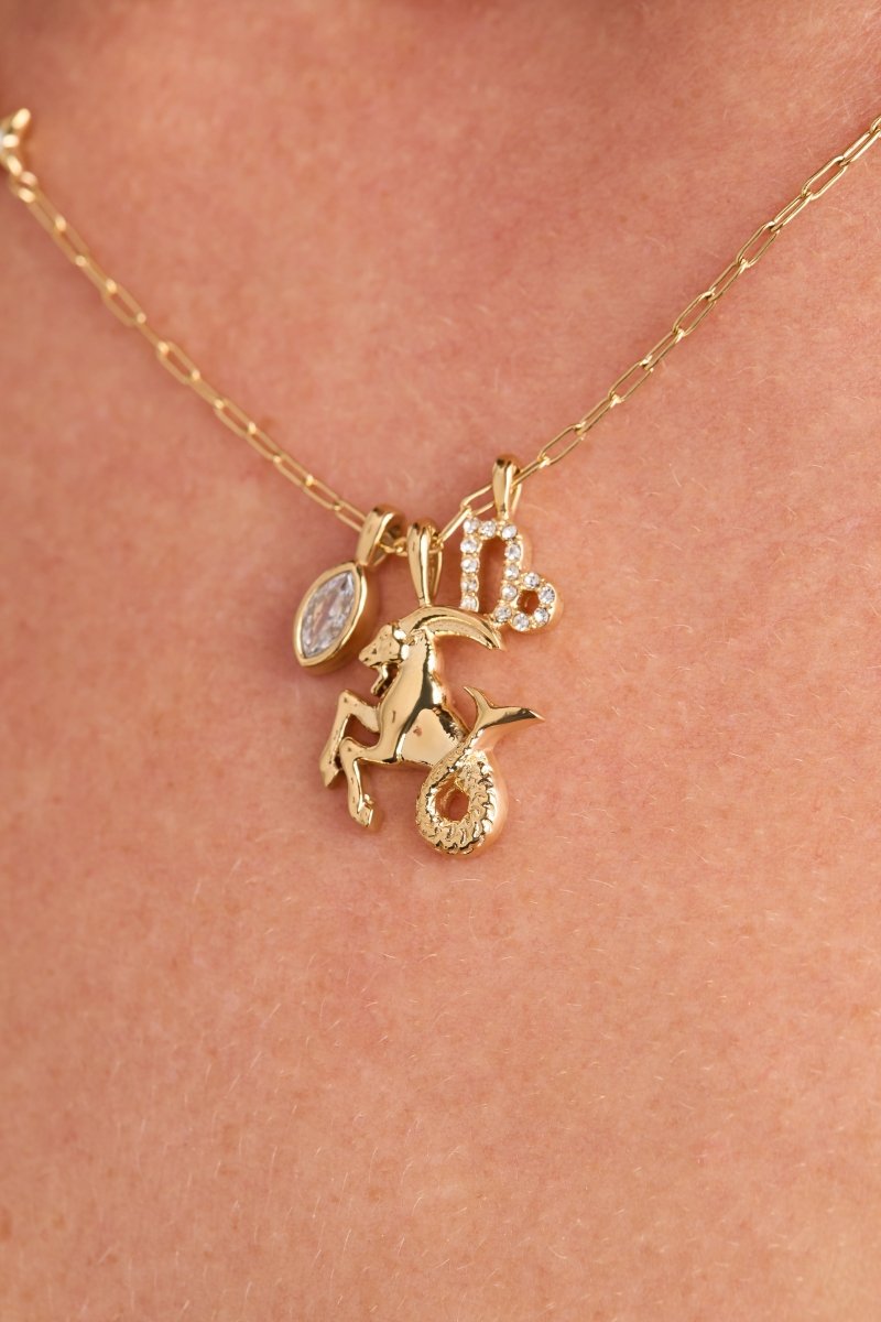 Capricorn Zodiac Charm Cluster Necklace - Willow & Luna