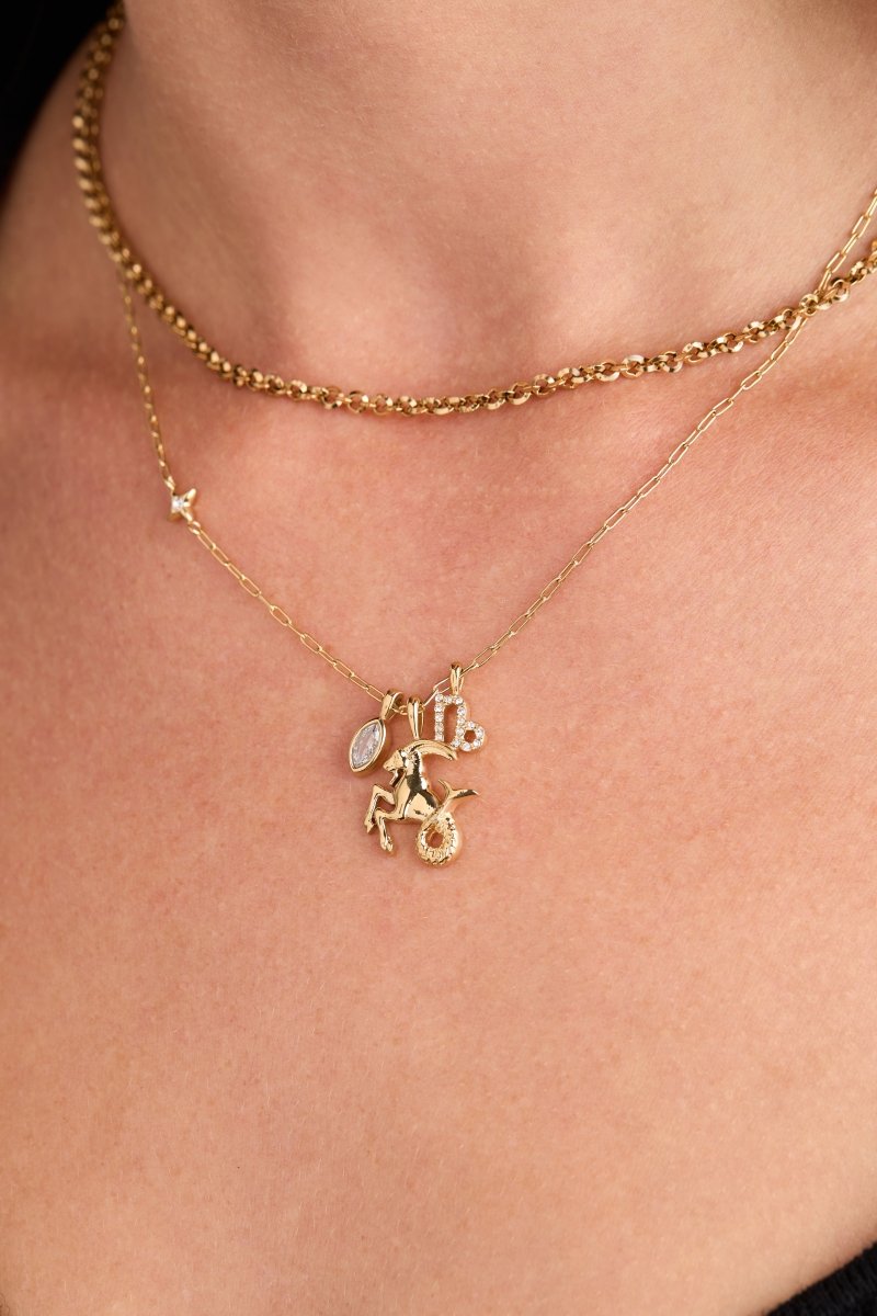 Capricorn Zodiac Charm Cluster Necklace - Willow & Luna