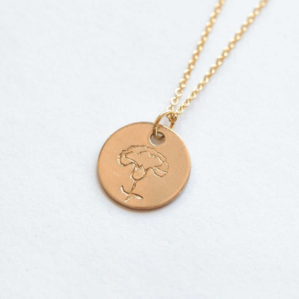 Carnation Birth Flower Necklace for January - Willow & Luna