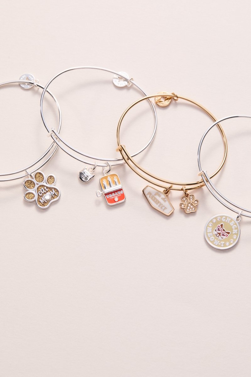 Cat Mom Charm Bangle - Willow & Luna