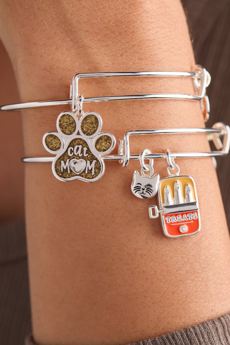 Cat Mom Charm Bangle - Willow & Luna