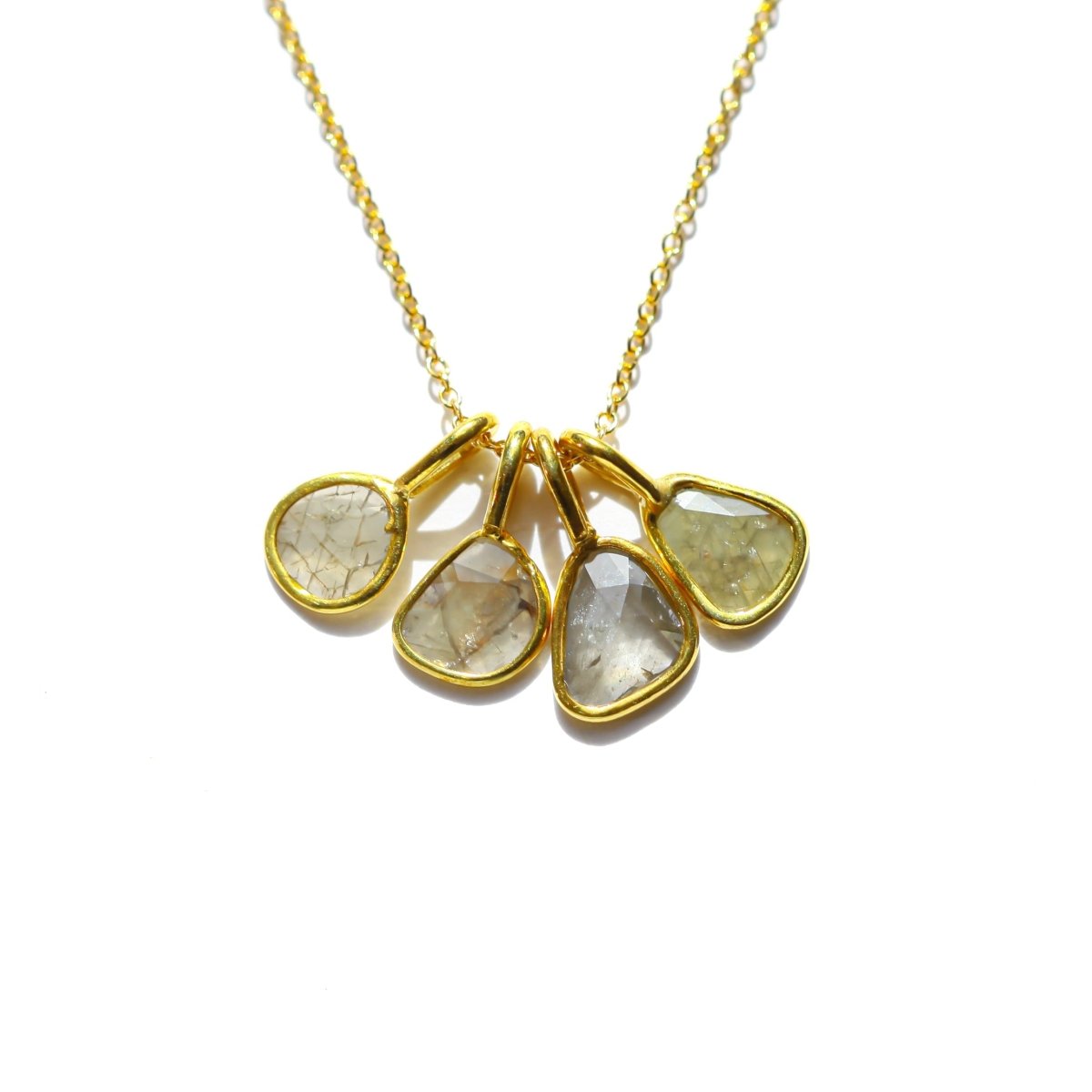 Champagne Rose Cut Diamond Necklace | 14k Gold Filled Chain | Vermeil Setting - Willow & Luna