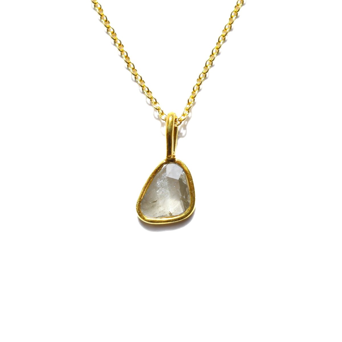 Champagne Rose Cut Diamond Necklace | 14k Gold Filled Chain | Vermeil Setting - Willow & Luna