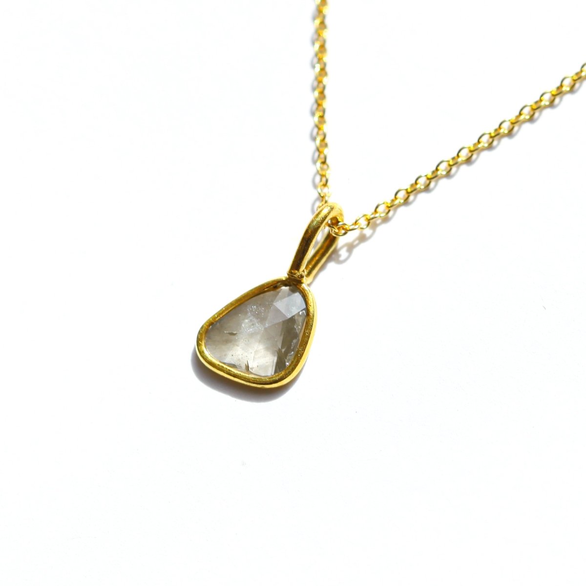 Champagne Rose Cut Diamond Necklace | 14k Gold Filled Chain | Vermeil Setting - Willow & Luna