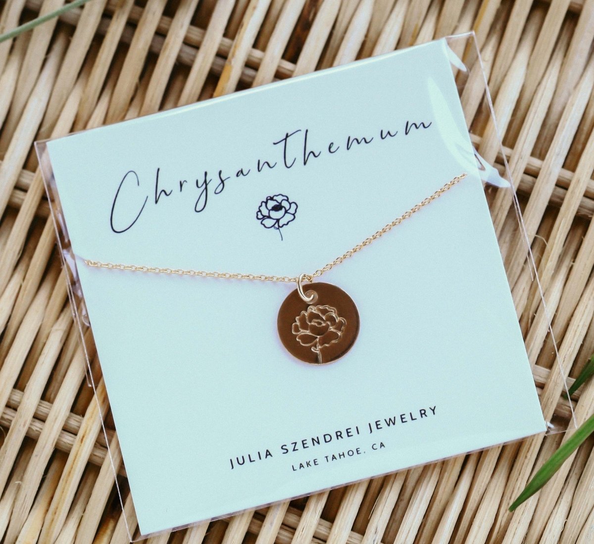 Chrysanthemum Birth Flower Necklace for November - Willow & Luna