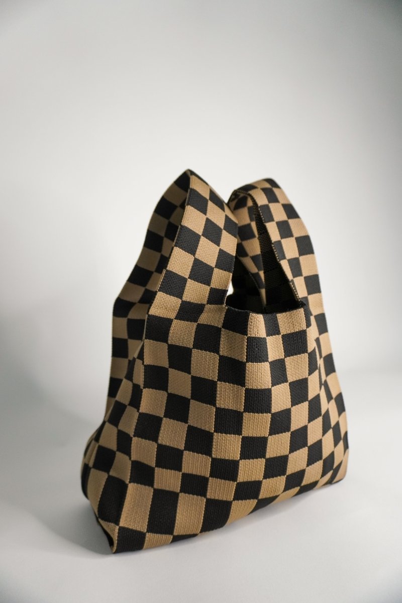 Classic Checkered Brown Handbag - Willow & Luna