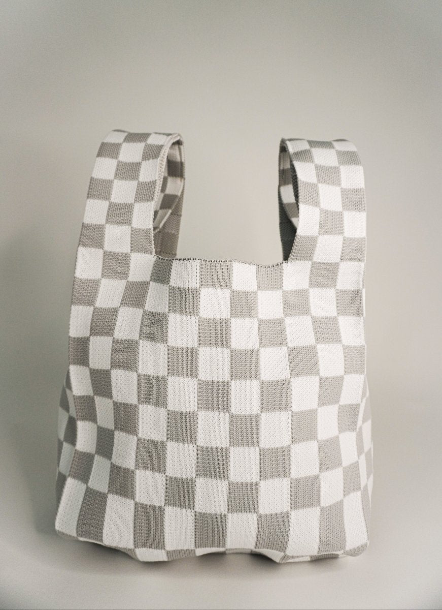 Classic Checkered Grey Handbag - Willow & Luna