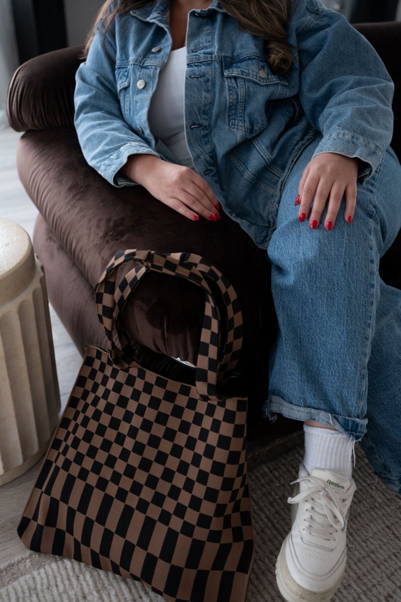 Classic Checkered Skinny Tote - Willow & Luna