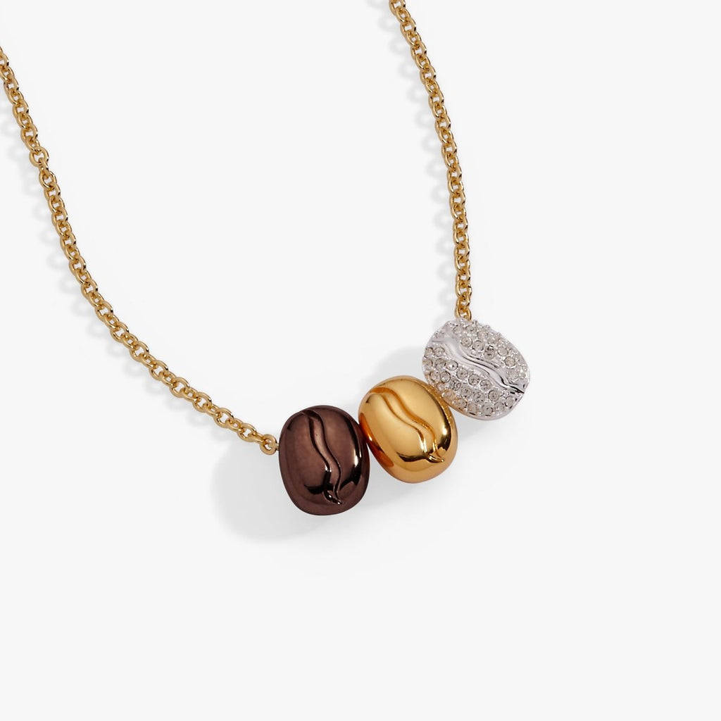 Coffee Bean 'Happiness, Wealth, Health' Engraved Pendant Necklace - Willow & Luna