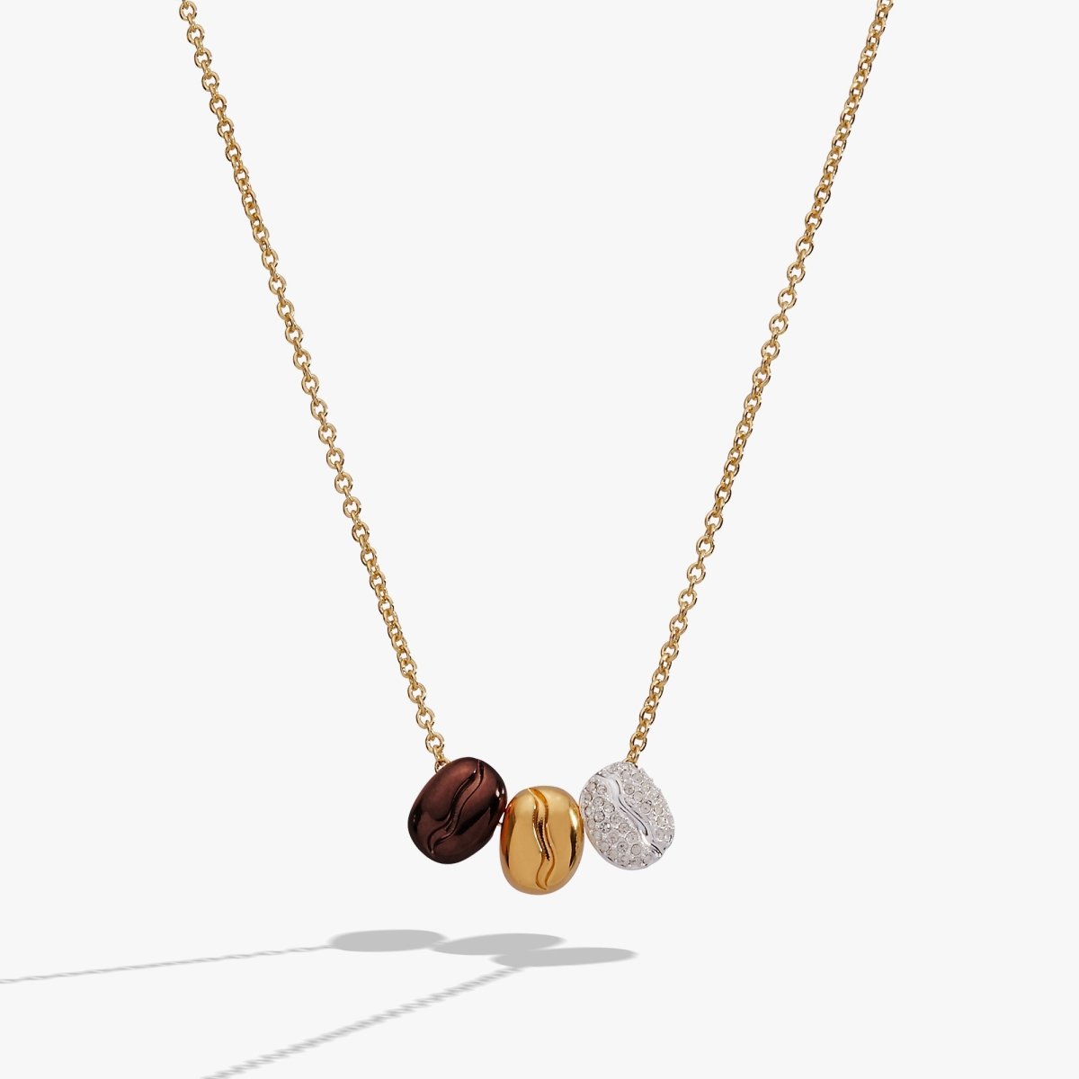 Coffee Bean 'Happiness, Wealth, Health' Engraved Pendant Necklace - Willow & Luna