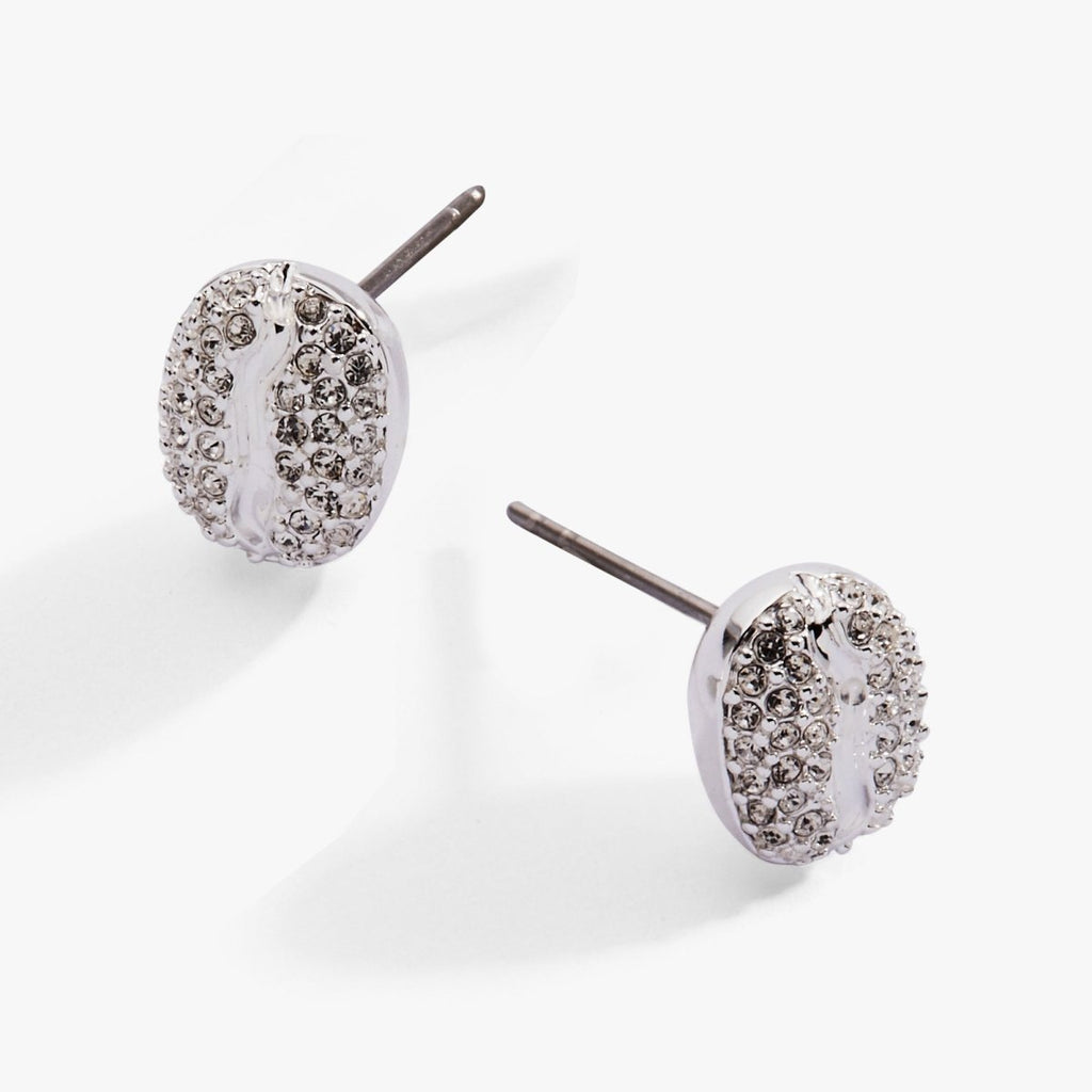 Coffee Bean Pave Crystal Stud Earrings - Willow & Luna