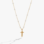 Cross 4:13 Pearl Rosary Chain Pendant Necklace - Willow & Luna