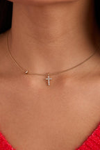 Cross Delicate Pave Crystal Pendant Necklace - Willow & Luna