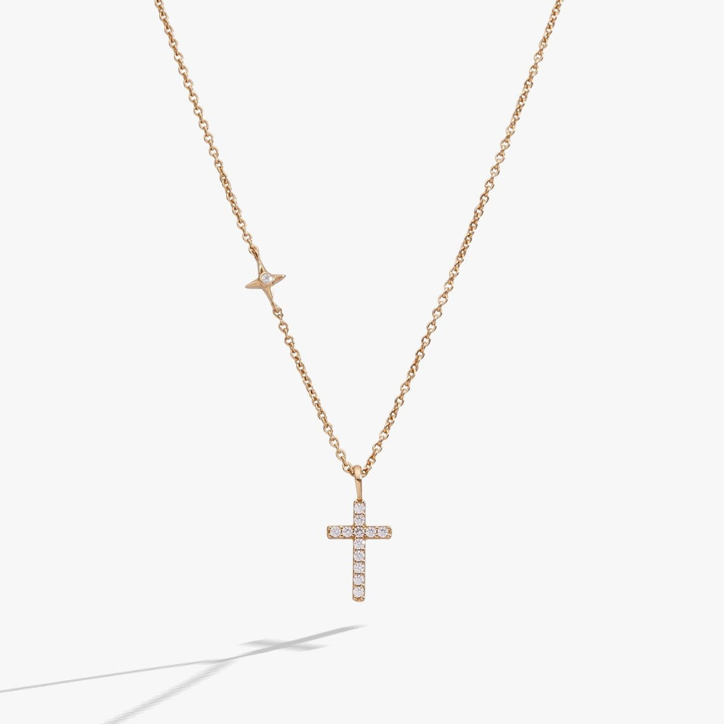 Cross Delicate Pave Crystal Pendant Necklace - Willow & Luna