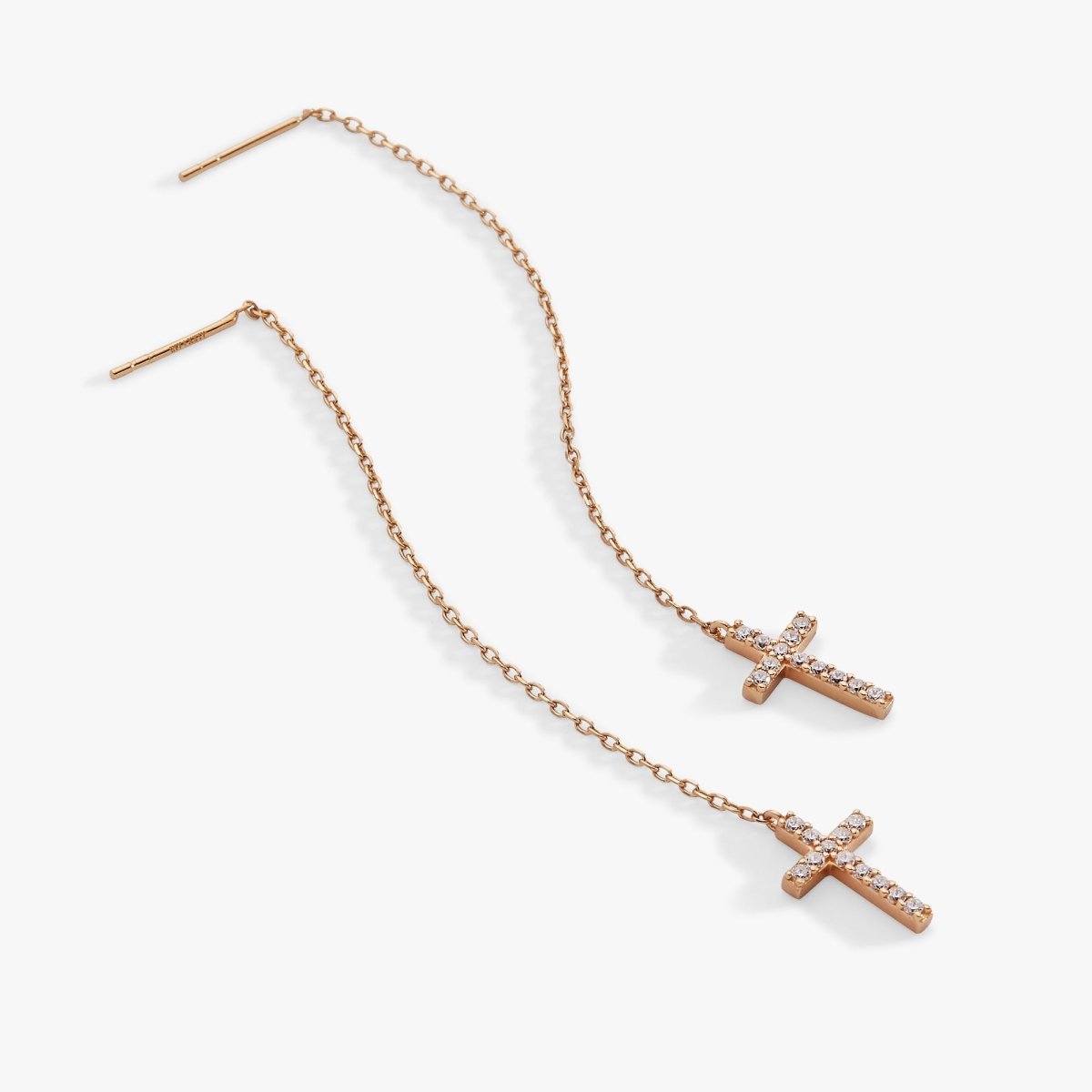 Cross Delicate Pave Crystal Threader Earrings - Willow & Luna