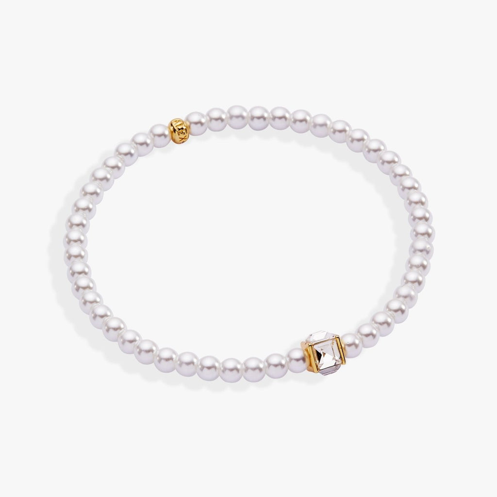 Crystal and Pearl Beaded Stretch Bracelet - Willow & Luna