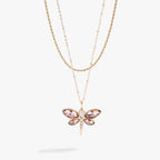 Crystal Dragonfly Double Layer Necklace - Willow & Luna