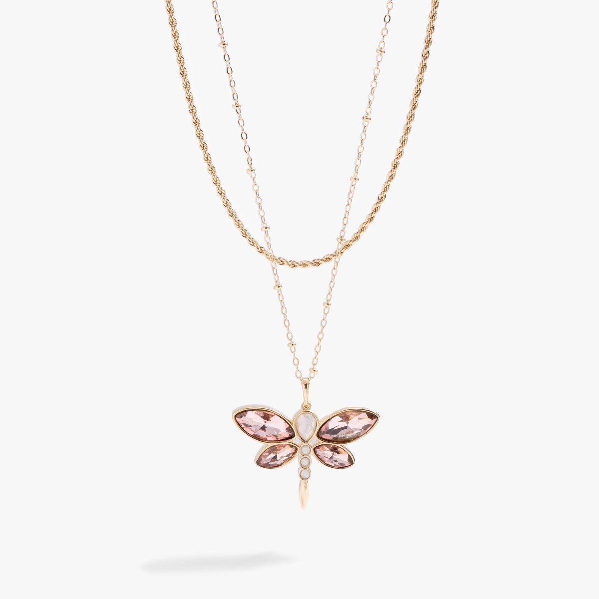Crystal Dragonfly Double Layer Necklace - Willow & Luna