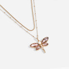 Crystal Dragonfly Double Layer Necklace - Willow & Luna